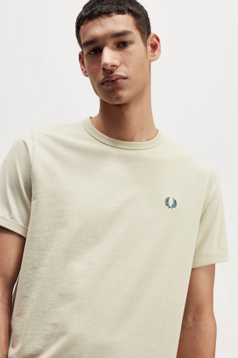 Fred Perry Ringer T-skjorte Herre Lyse | NOCVG91654