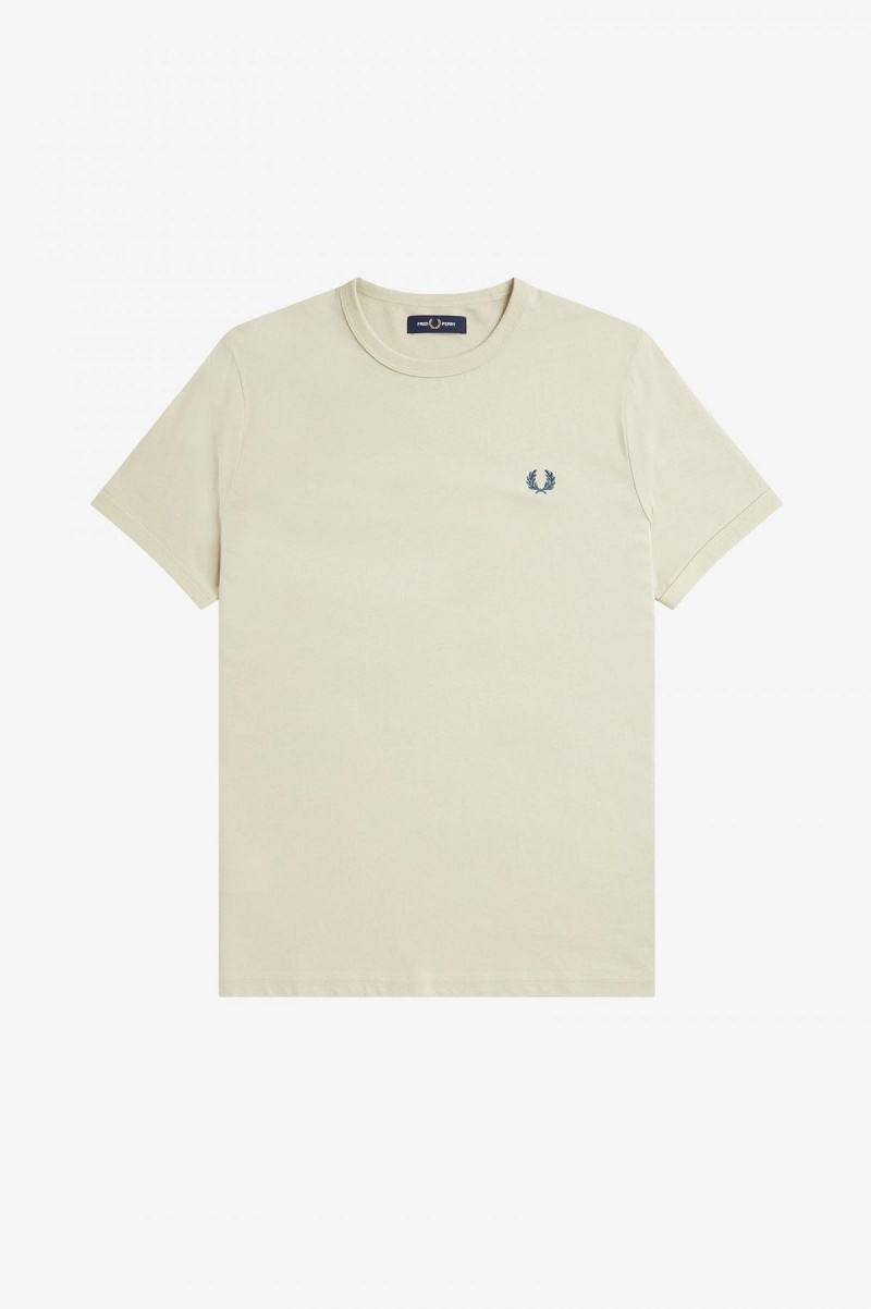 Fred Perry Ringer T-skjorte Herre Lyse | NOCVG91654