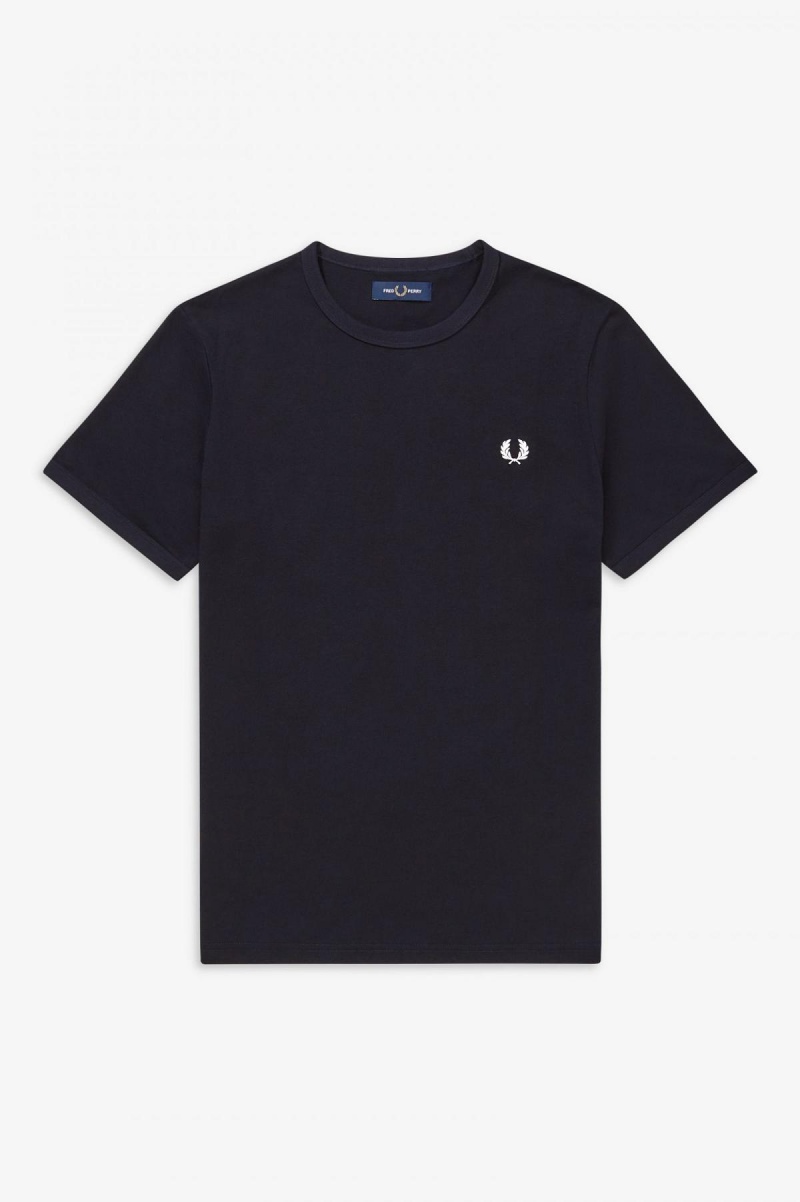 Fred Perry Ringer T-skjorte Herre Marineblå | MNOHR60752