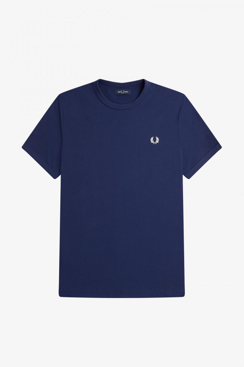 Fred Perry Ringer T-skjorte Herre Marineblå Hvite | LNOTR40354