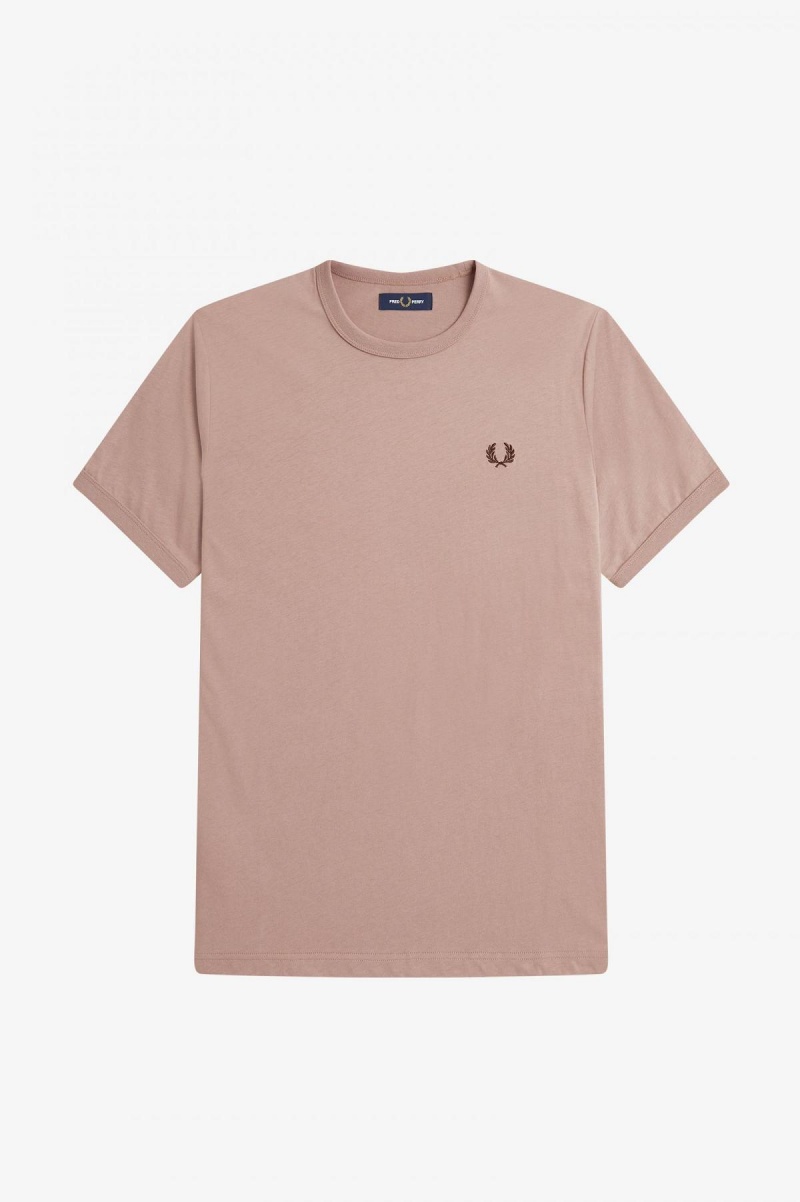 Fred Perry Ringer T-skjorte Herre Mørke Rosa | FNOHY79767