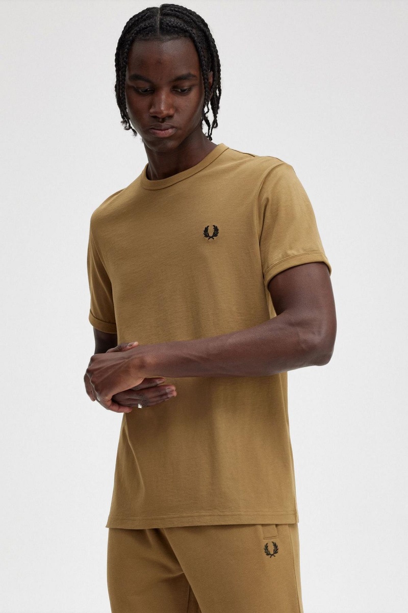 Fred Perry Ringer T-skjorte Herre Shaded Stone | GNOEC58529