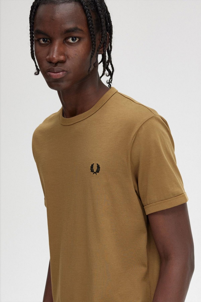 Fred Perry Ringer T-skjorte Herre Shaded Stone | GNOEC58529