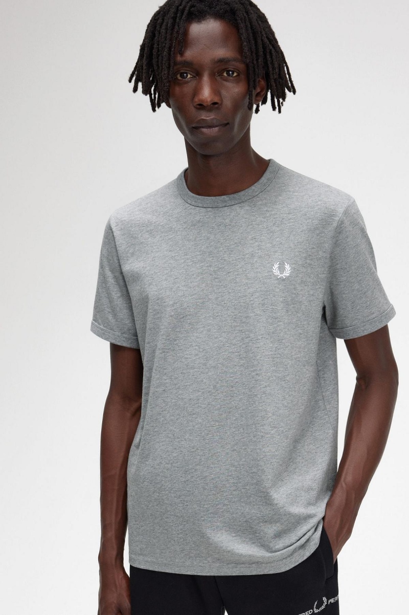 Fred Perry Ringer T-skjorte Herre Steel Marl | PNOQX11010