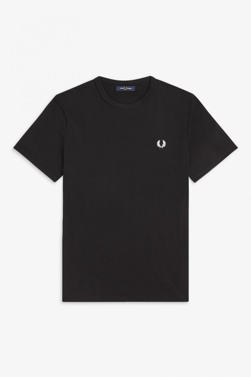 Fred Perry Ringer T-skjorte Herre Svarte | ANODF55260