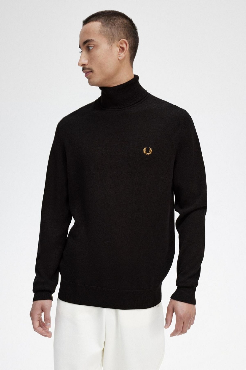 Fred Perry Roll Neck Jumper Strikkevarer Herre Marineblå | NOCVG26386