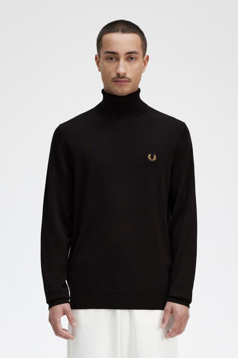 Fred Perry Roll Neck Jumper Strikkevarer Herre Marineblå | NOCVG26386