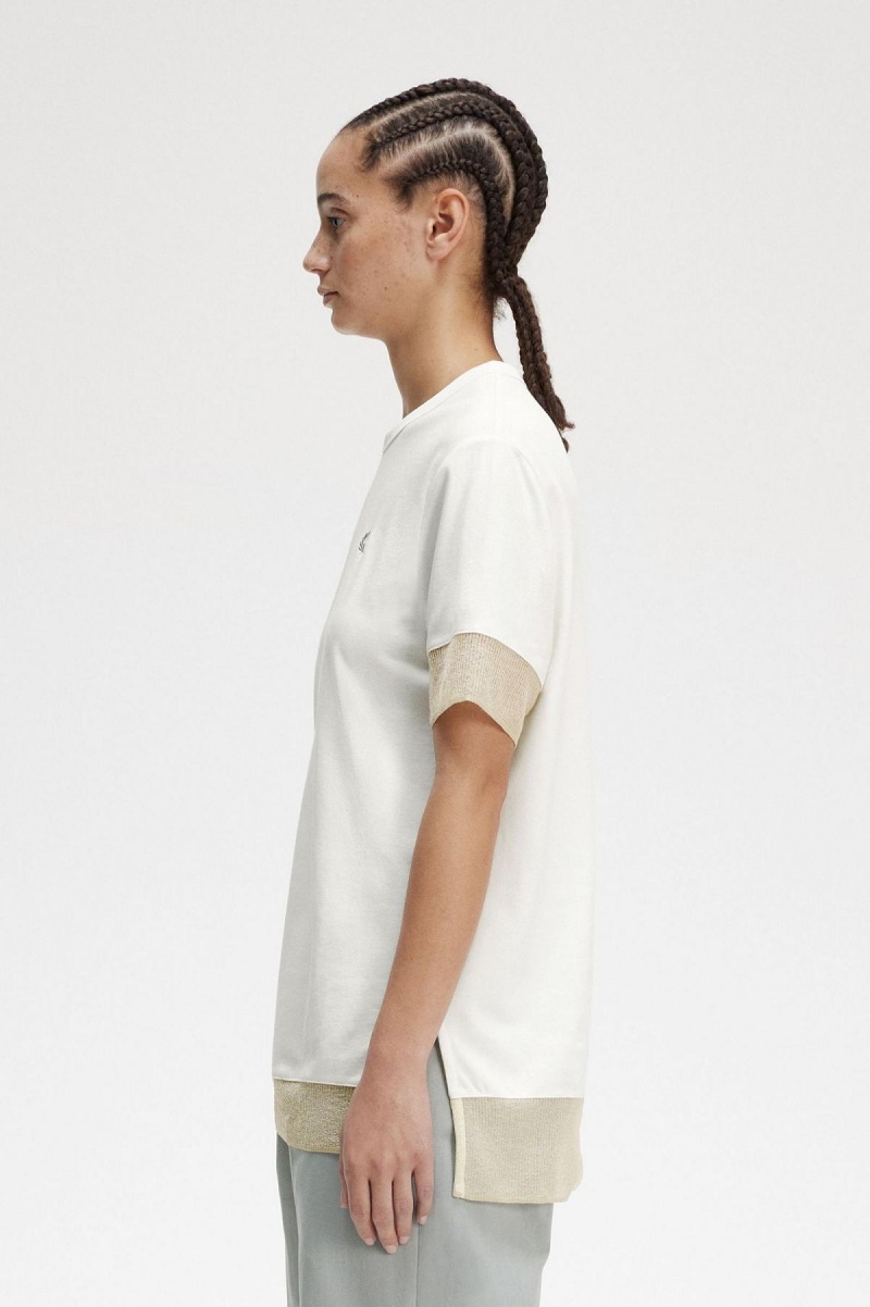 Fred Perry Sheer Trim Piqué T-skjorte Dame Hvite | PNOER26953