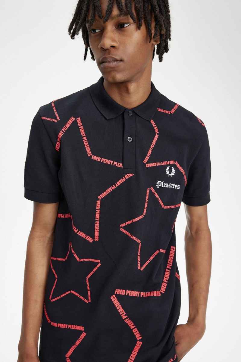 Fred Perry Star Fred Perry Shirt Polo T Skjorte Herre Svarte | NOQCS74204