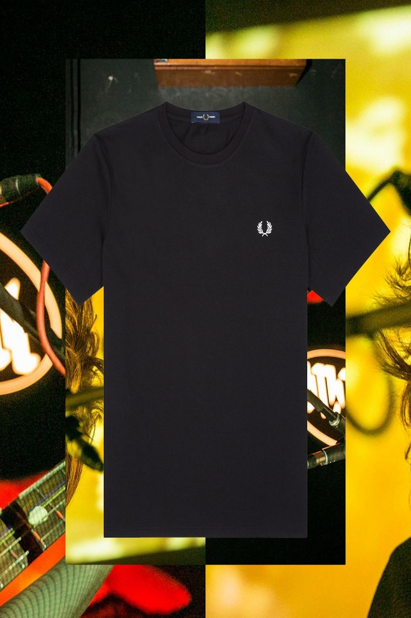 Fred Perry Stockholm Ringer T-skjorte Herre Svarte | NOJZR90171