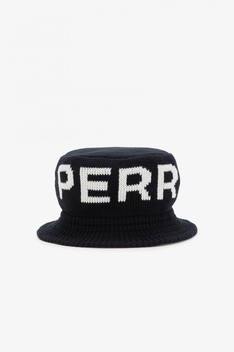 Fred Perry Strikket Bucket Hatt Accessories Svarte Hvite | SNONY73057