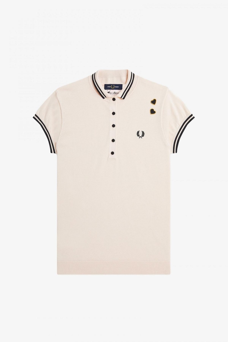 Fred Perry Strikket Shirt Strikkevarer Dame Rosa | TNOWZ23845