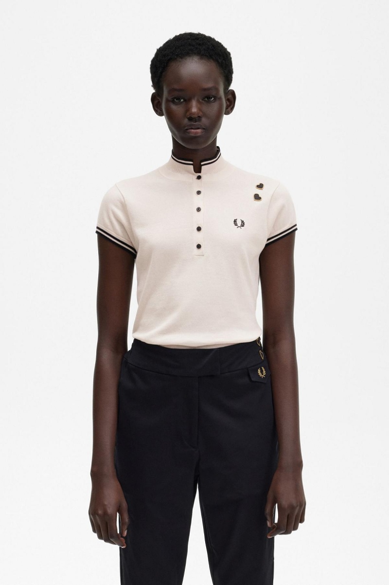 Fred Perry Strikket Shirt Strikkevarer Dame Rosa | TNOWZ23845