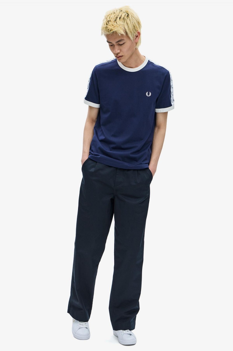 Fred Perry Taped Ringer T-skjorte Herre Blå | NOCVG47654