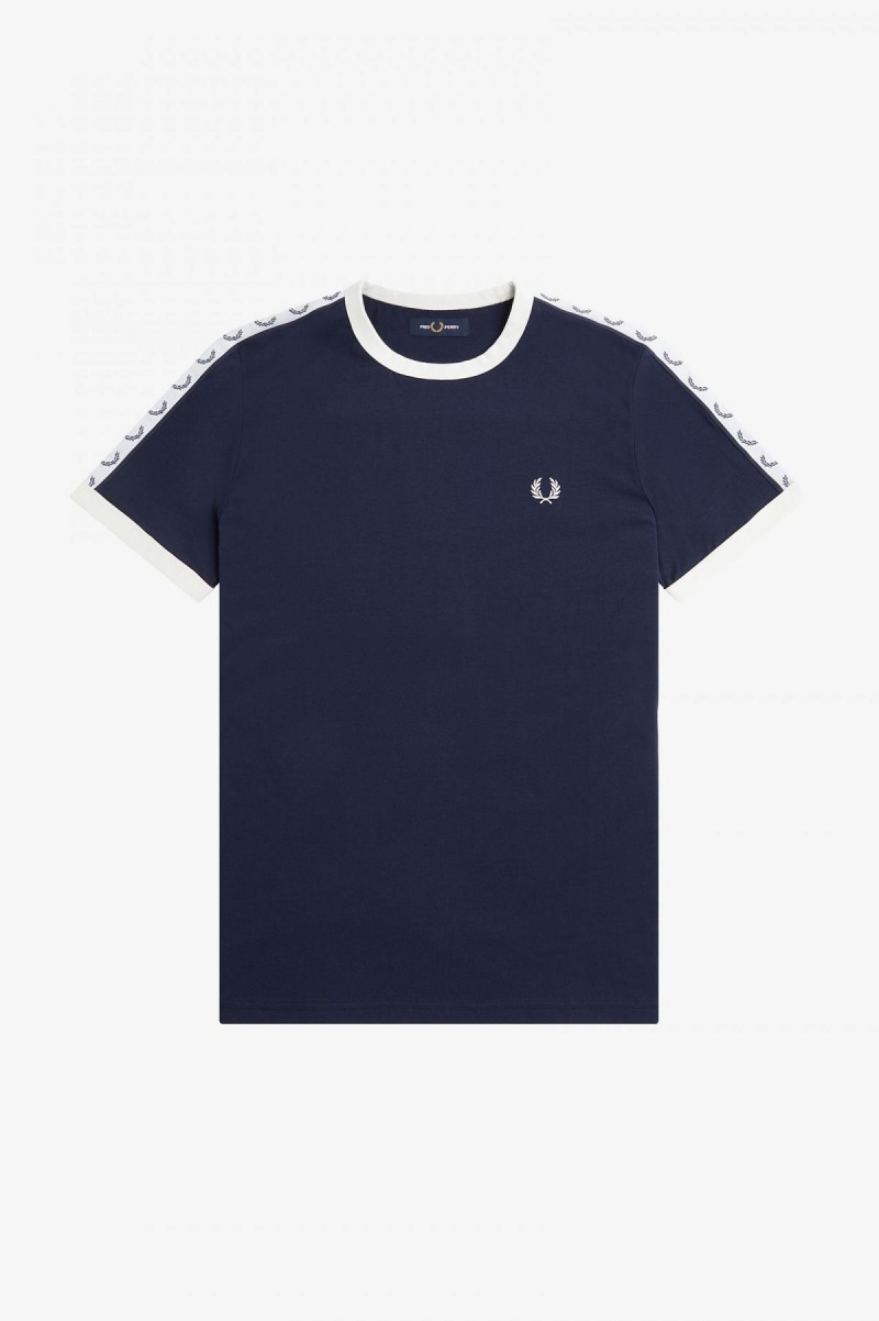 Fred Perry Taped Ringer T-skjorte Herre Blå | NOCVG47654