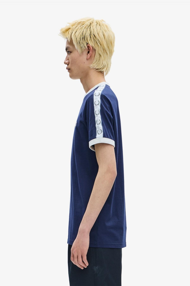 Fred Perry Taped Ringer T-skjorte Herre Blå | NOCVG47654