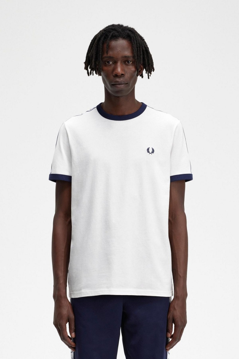 Fred Perry Taped Ringer T-skjorte Herre Hvite | NOXBR61176