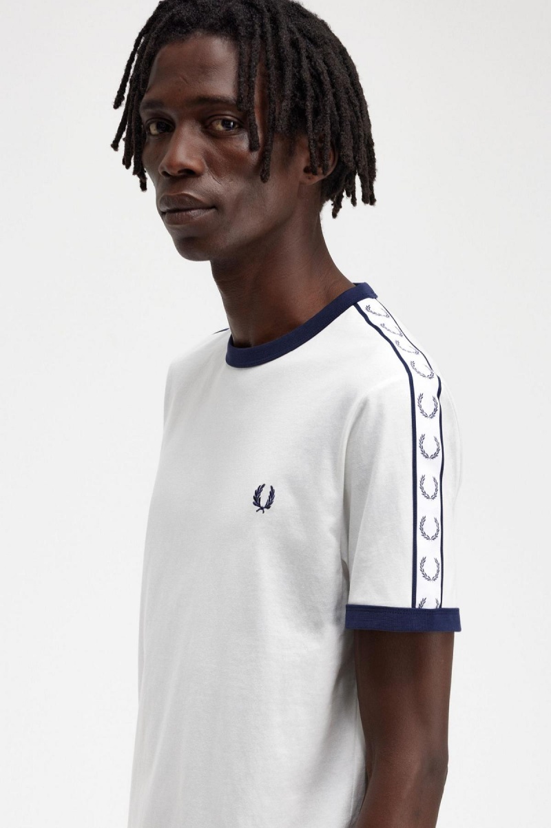 Fred Perry Taped Ringer T-skjorte Herre Hvite | NOXBR61176