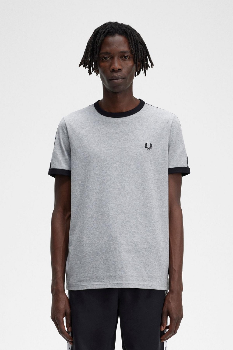 Fred Perry Taped Ringer T-skjorte Herre Steel Marl | NOJZR34487