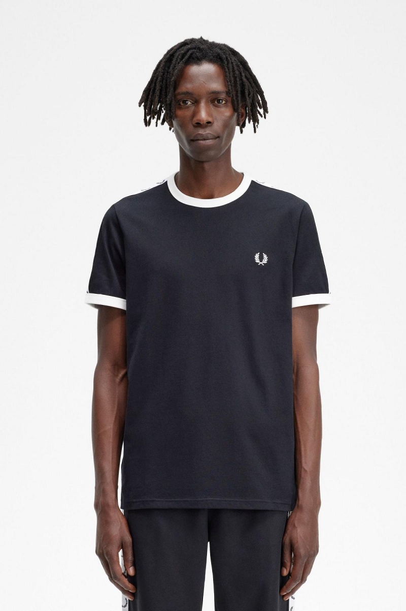 Fred Perry Taped Ringer T-skjorte Herre Svarte | NOXBR17127