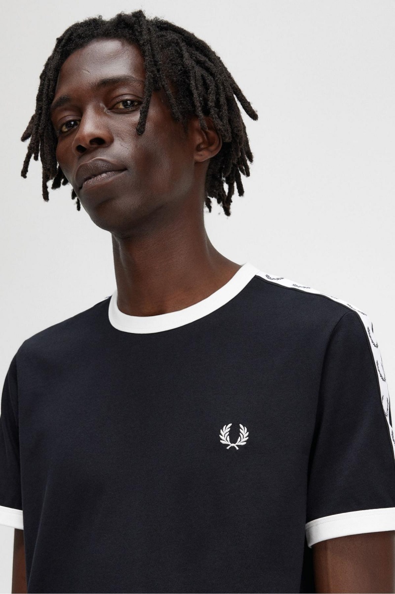 Fred Perry Taped Ringer T-skjorte Herre Svarte | NOXBR17127