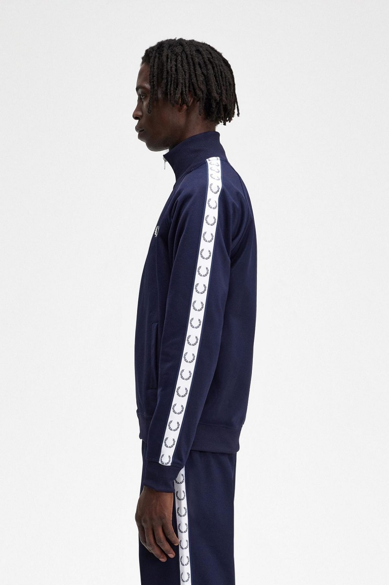 Fred Perry Taped Track Jacket Treningsdress Herre Blå | QNOUV30557