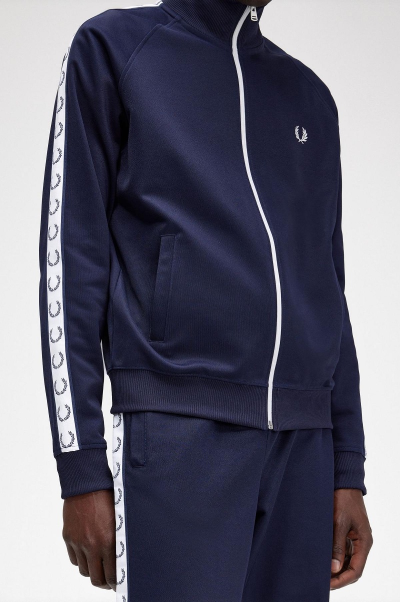 Fred Perry Taped Track Jacket Treningsdress Herre Blå | QNOUV30557