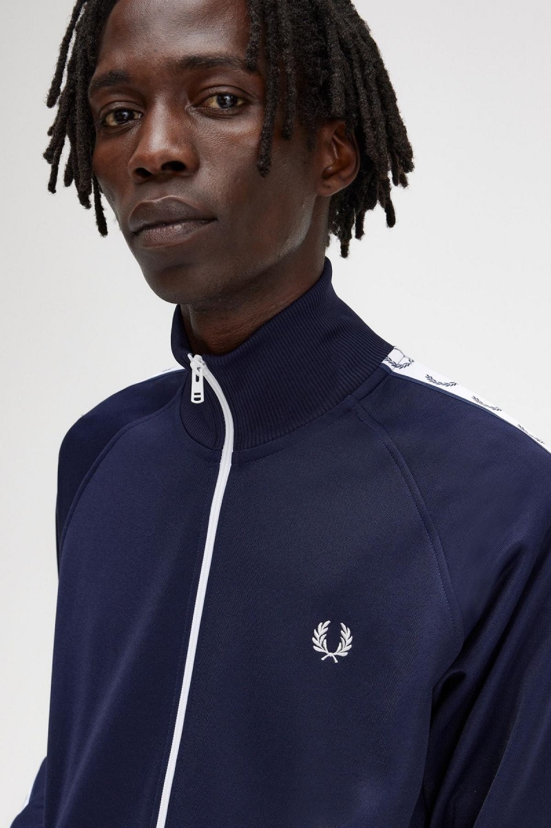 Fred Perry Taped Track Jacket Treningsdress Herre Blå | QNOUV30557