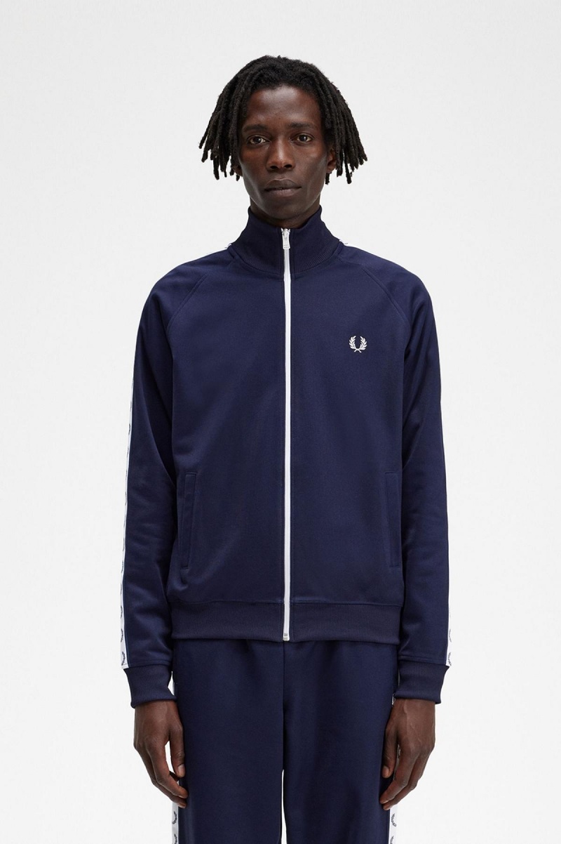 Fred Perry Taped Track Jacket Treningsdress Herre Blå | QNOUV30557