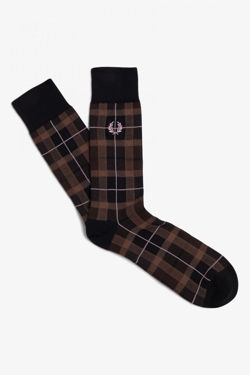 Fred Perry Tartan Sokker Accessories Mørke Rosa | ZNOMJ69311