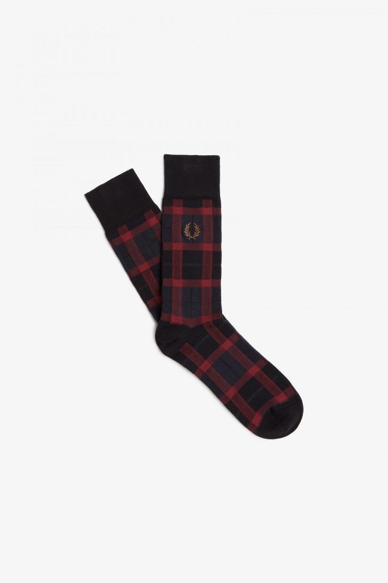 Fred Perry Tartan Sokker Accessories Oxblood / Shaded Stone | XNOGW33571