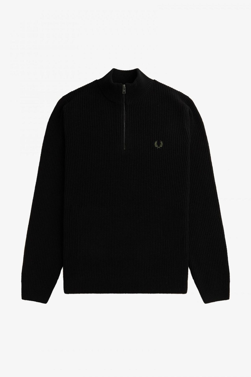 Fred Perry Textured Half Zip Jumper Strikkevarer Herre Svarte | ZNONQ76650