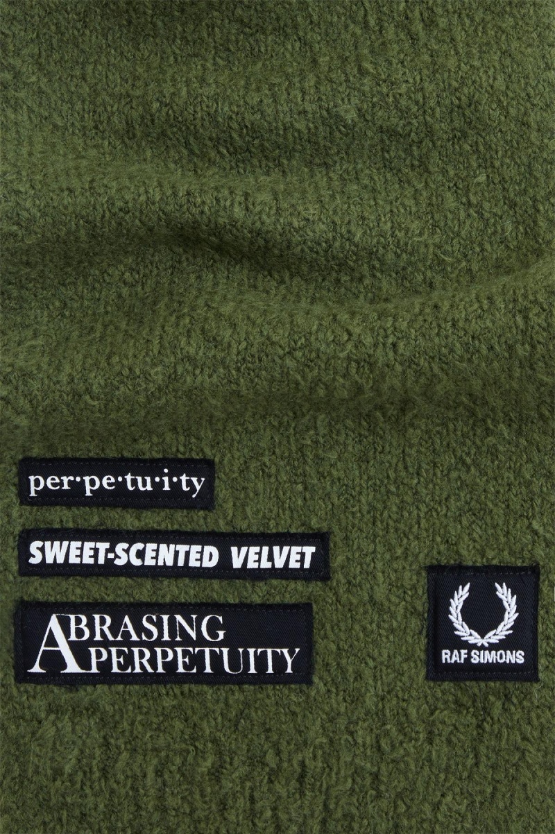 Fred Perry Textured Strikket Skjerf Accessories Chive | NOQAV41881