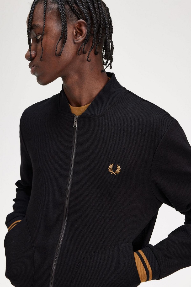 Fred Perry Tipped Detail Treningsjakke Herre Svarte | TNOWZ53050