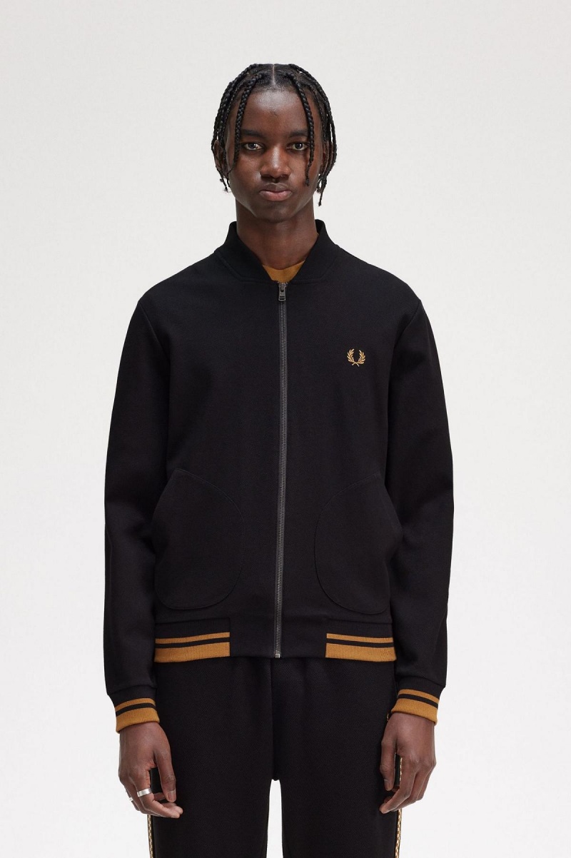 Fred Perry Tipped Detail Treningsjakke Herre Svarte | TNOWZ53050