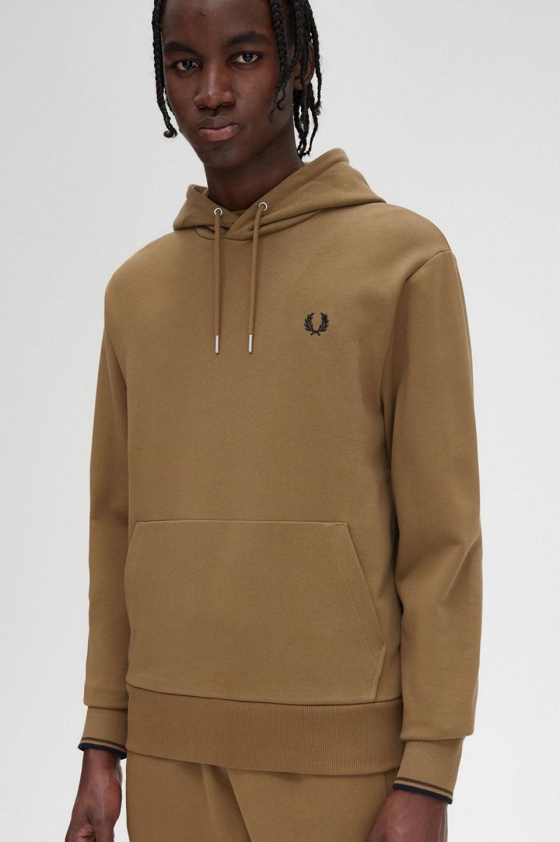 Fred Perry Tipped Hette Gensere Herre Shaded Stone / Burnt Tobacco | TNOWZ98564