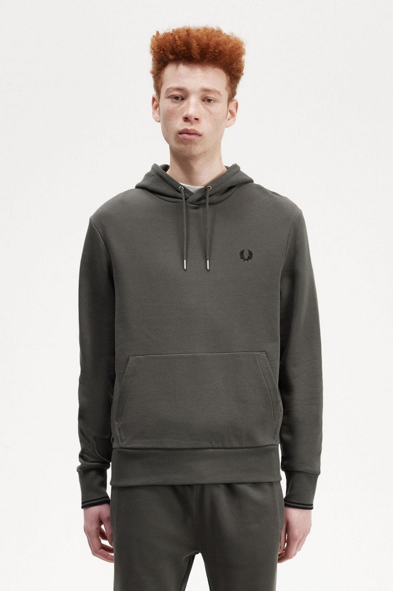 Fred Perry Tipped Hette Sweatshirt Treningsdress Herre Grønn | NOZDE12034