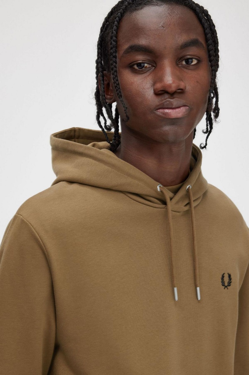 Fred Perry Tipped Hette Sweatshirt Treningsdress Herre Shaded Stone / Burnt Tobacco | UNOND96704