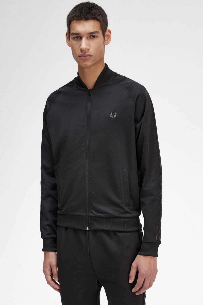 Fred Perry Tonal Tape Treningsjakke Herre Svarte | NOJVR62848