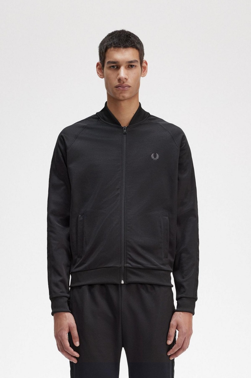 Fred Perry Tonal Tape Treningsjakke Herre Svarte | NOJVR62848