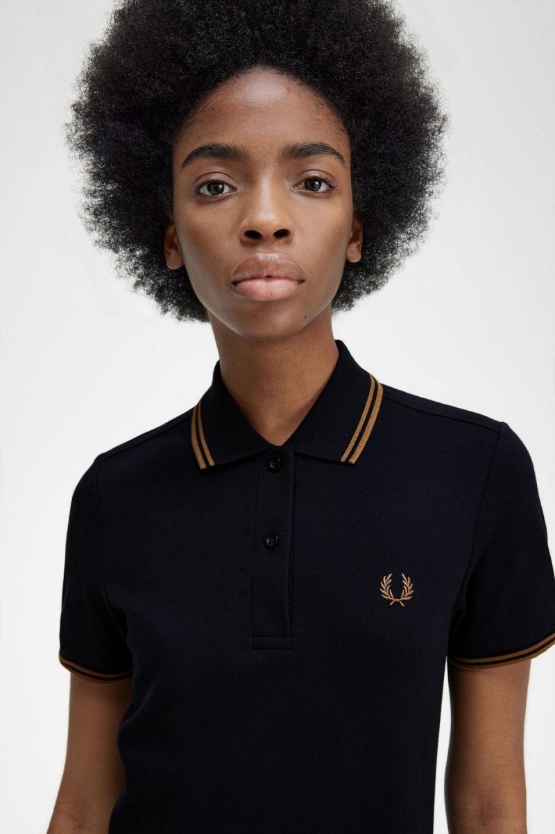 Fred Perry Twin Tipped Fred Perry Shirt Kjole Dame Marineblå | XNOBH92549