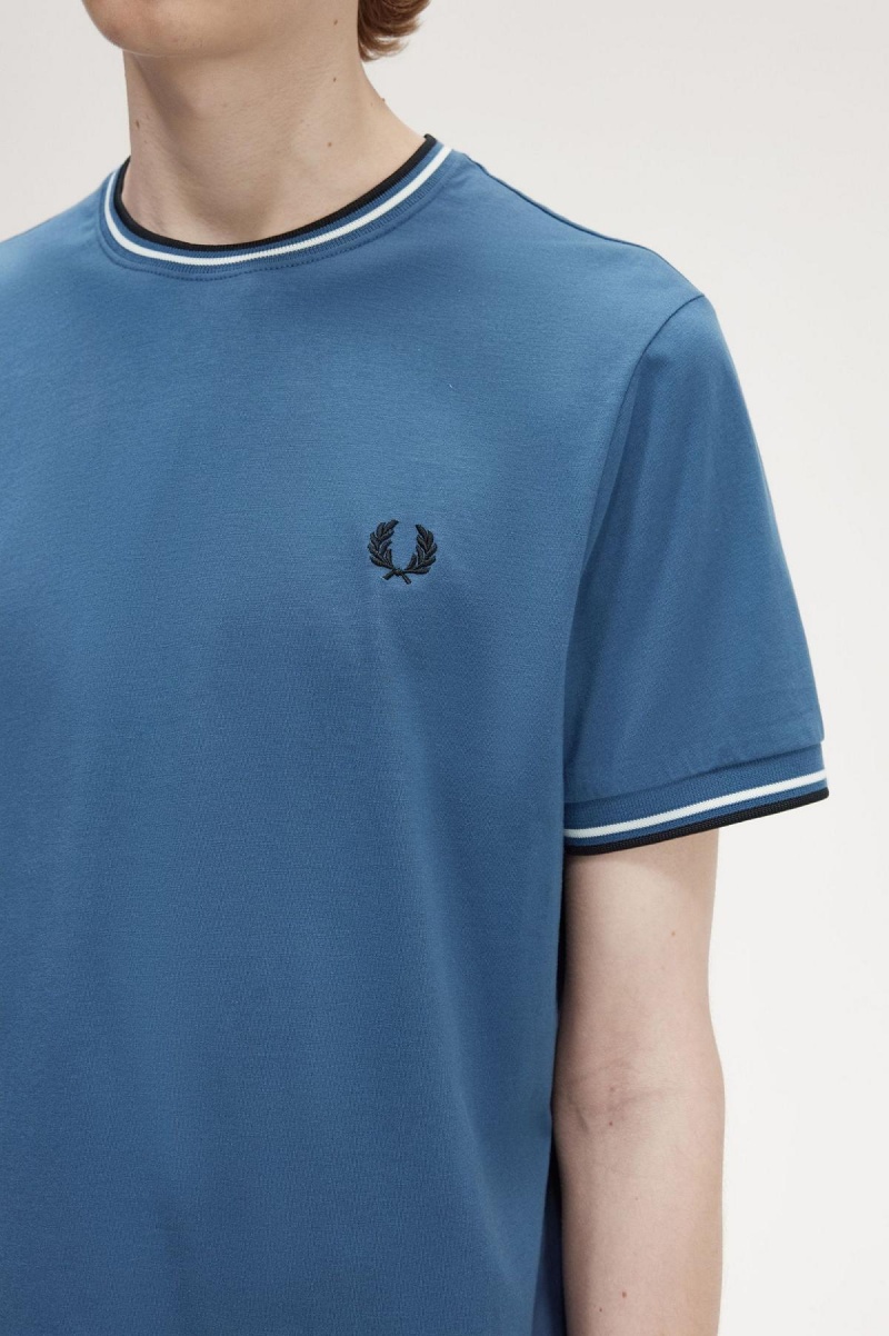 Fred Perry Twin Tipped T-skjorte Herre Blå | LNOTR24348