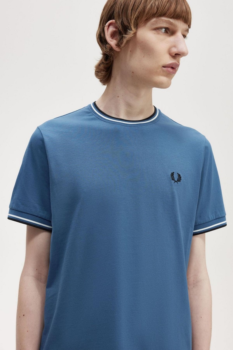 Fred Perry Twin Tipped T-skjorte Herre Blå | LNOTR24348