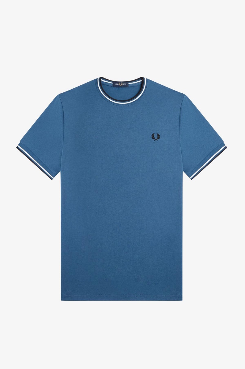 Fred Perry Twin Tipped T-skjorte Herre Blå | LNOTR24348