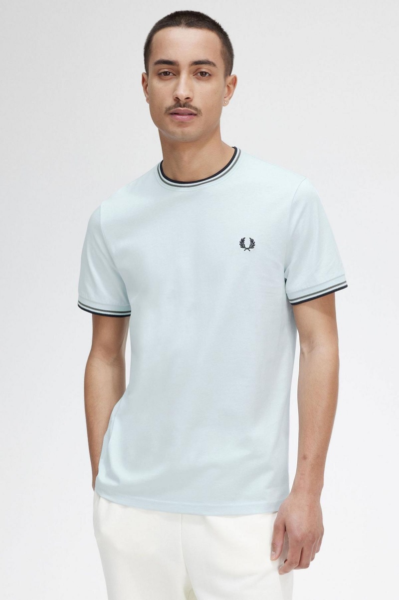 Fred Perry Twin Tipped T-skjorte Herre Lyse Grønn Svarte | TNOPQ29891