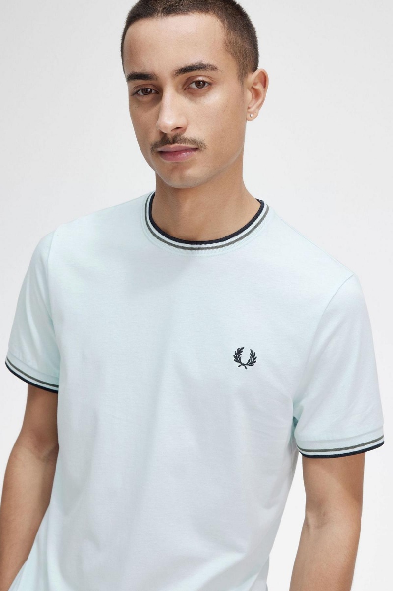 Fred Perry Twin Tipped T-skjorte Herre Lyse Grønn Svarte | TNOPQ29891