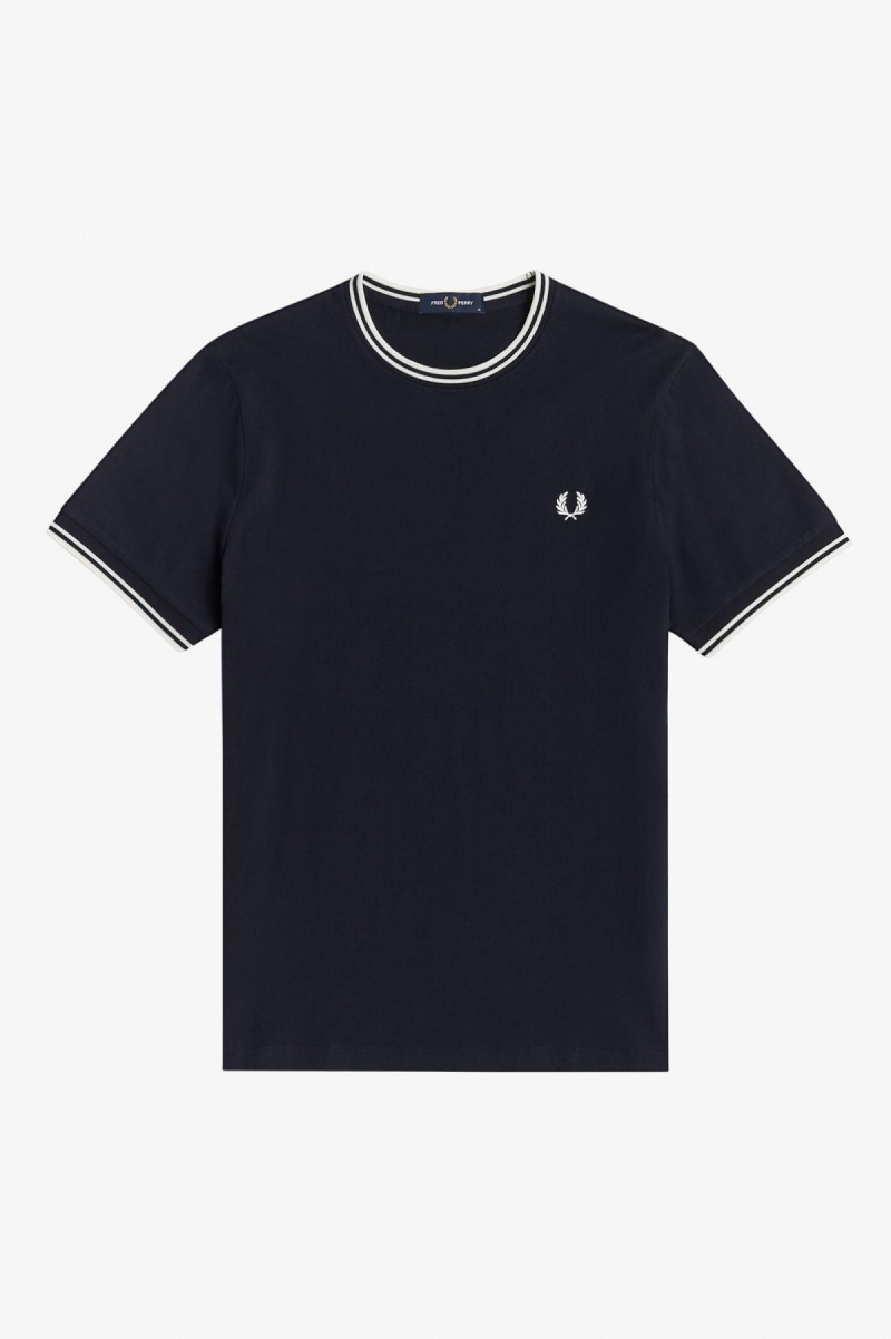 Fred Perry Twin Tipped T-skjorte Herre Marineblå | SNONY75562