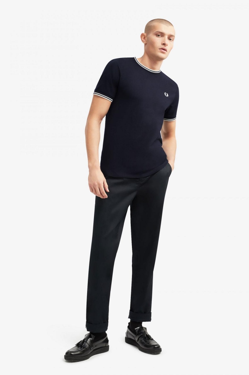 Fred Perry Twin Tipped T-skjorte Herre Marineblå | SNONY75562