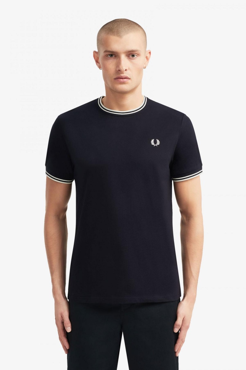 Fred Perry Twin Tipped T-skjorte Herre Marineblå | SNONY75562