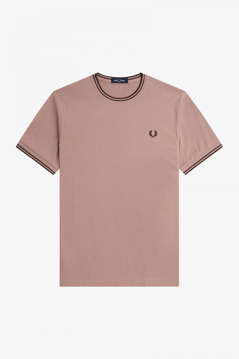 Fred Perry Twin Tipped T-skjorte Herre Mørke Rosa Brune | NOCIF89874